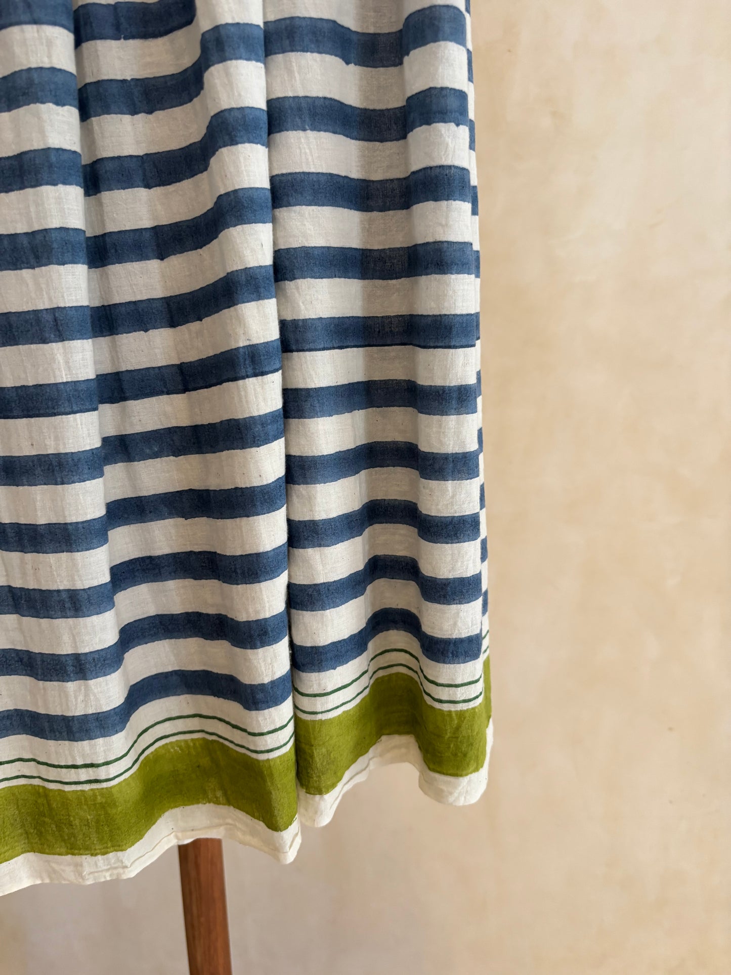 Hand block print striped skirt