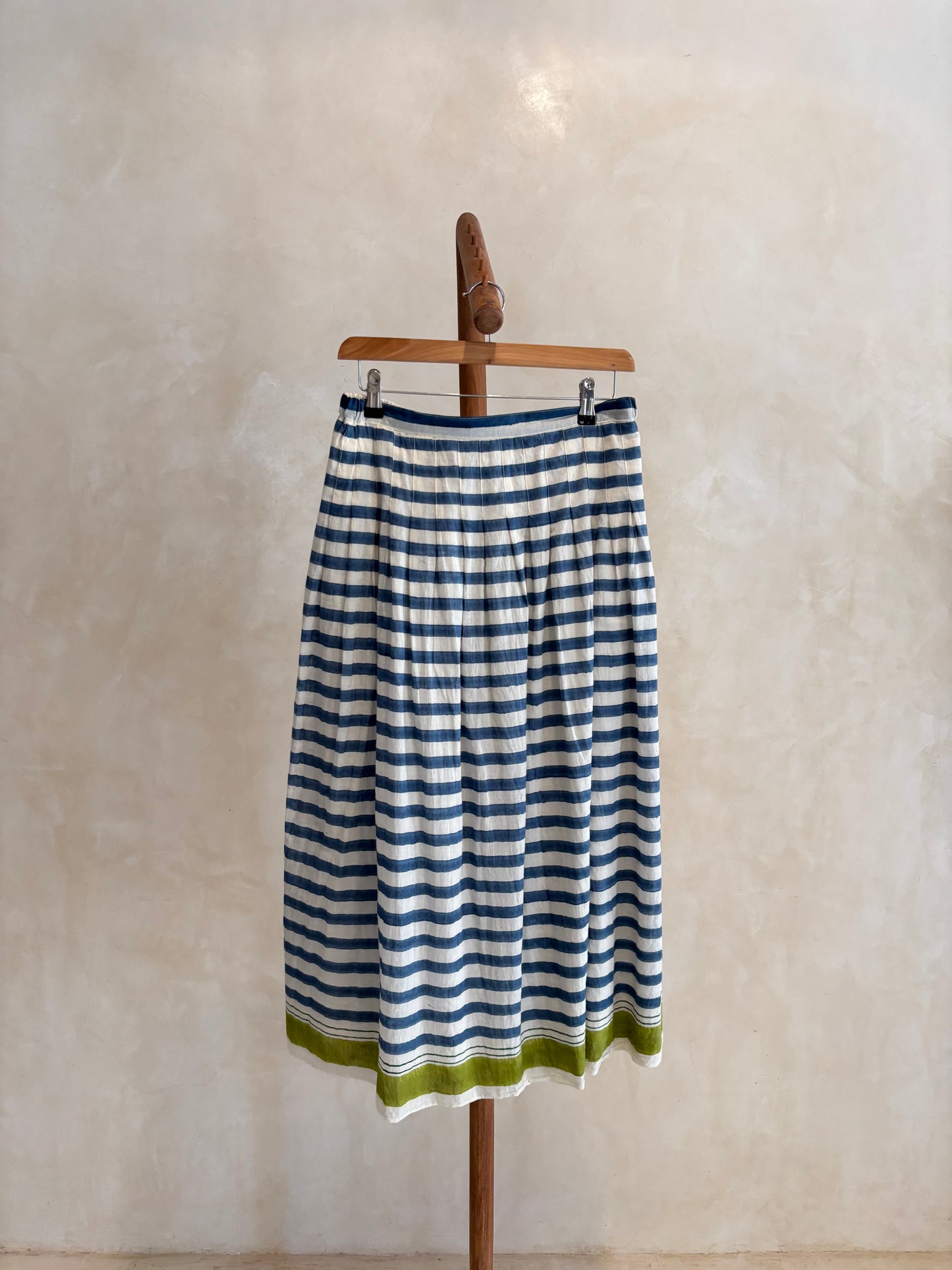 Hand block print striped skirt