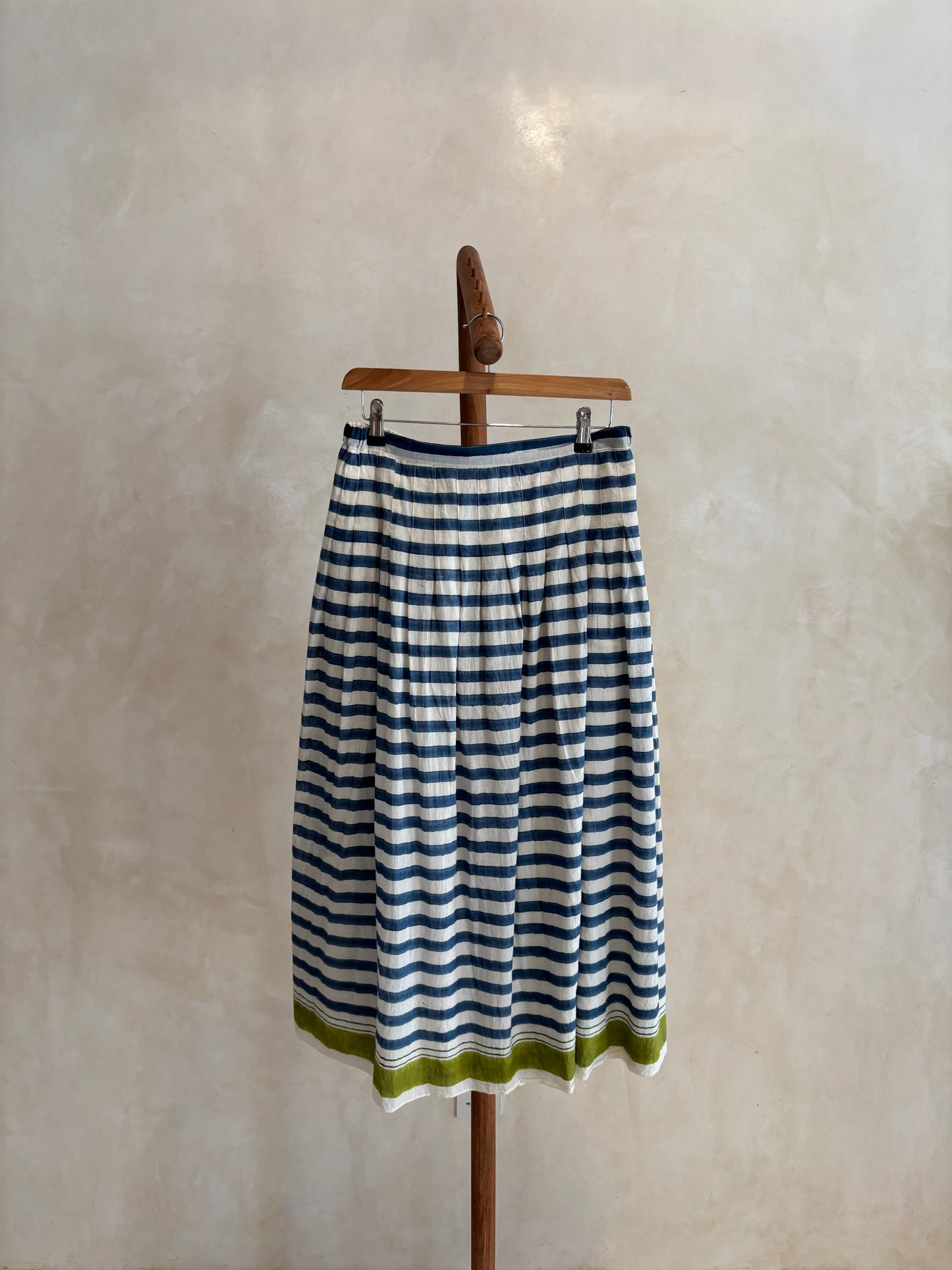 Hand block print striped skirt