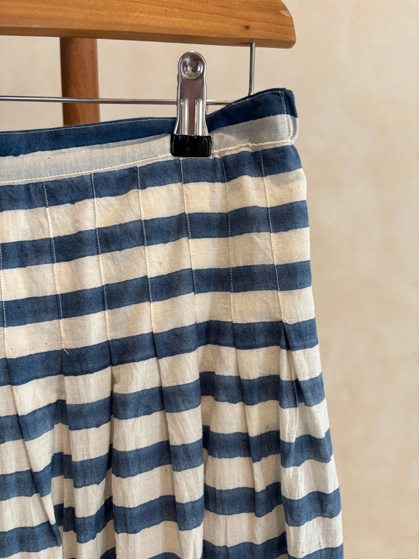 Hand block print striped skirt