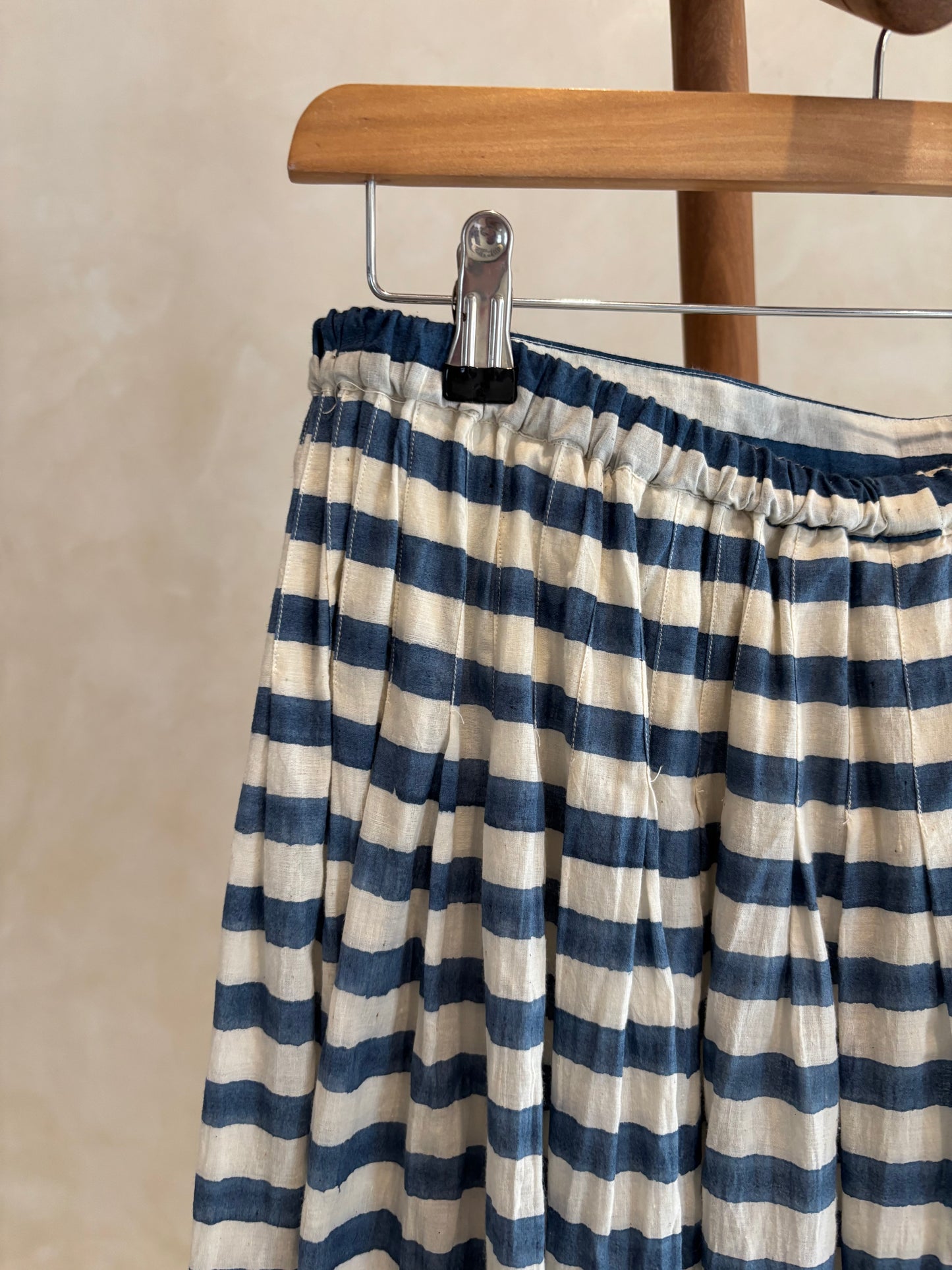 Hand block print striped skirt