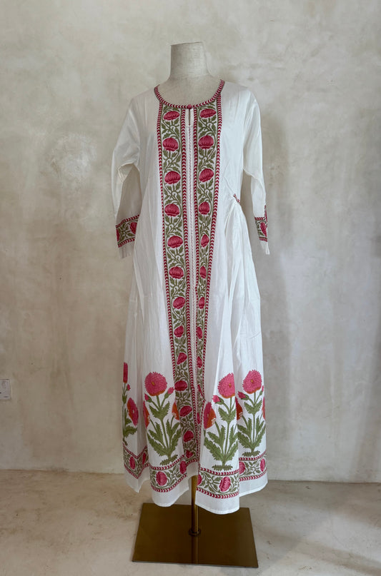 White Block Print Dress