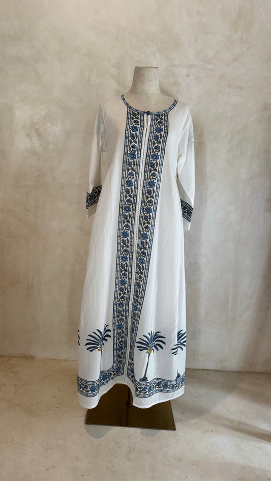 White Block Print Dress