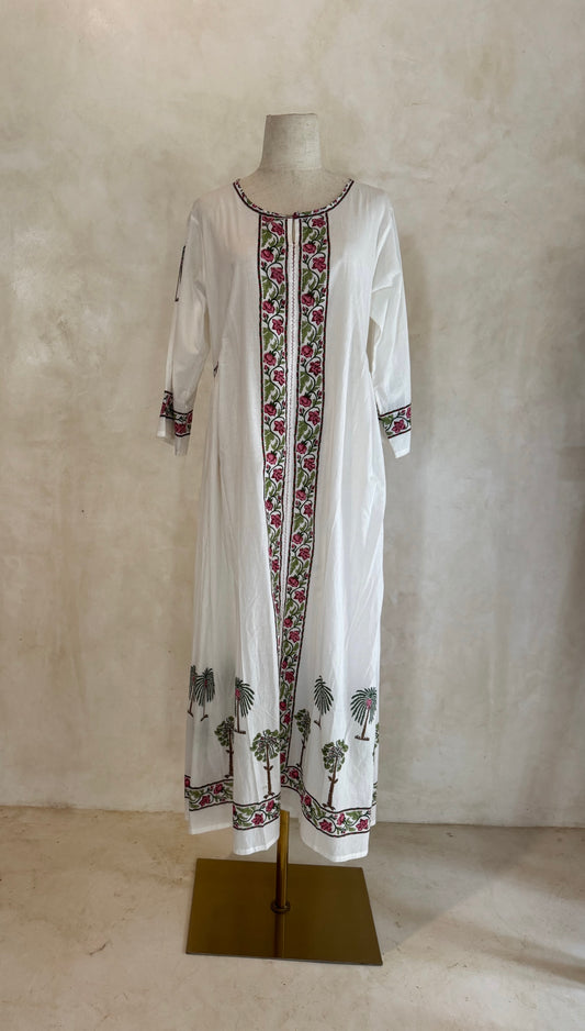 White Block Print Dress