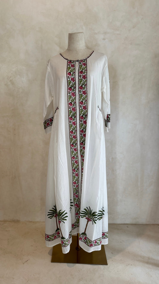 White Block Print Dress