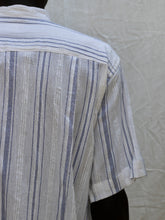 Load image into Gallery viewer, White and blue stripe shirt
