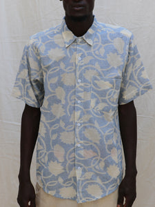 Blue floral motif shirt