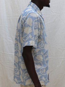 Blue floral motif shirt